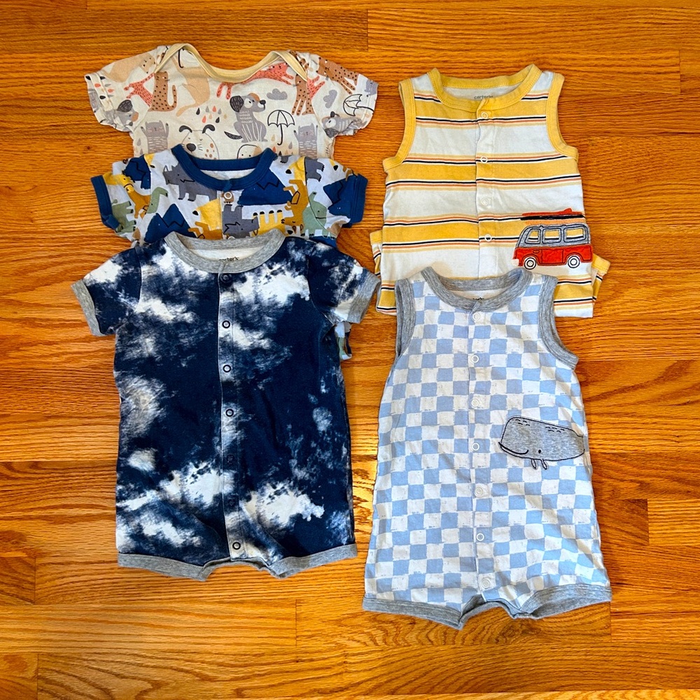 (5) 12-18M Boys Summer Bodysuits